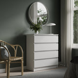Commode avec 4 tiroirs 80x100 cm commode blanche étroite armoire en bois commode buffet buffet haut chambre salon couloir bureau organisateur largeur 80 cm hauteur 100 cm