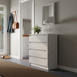Commode avec 4 tiroirs 80x100 cm commode blanche étroite armoire en bois commode buffet buffet haut chambre salon couloir bureau organisateur largeur 80 cm hauteur 100 cm