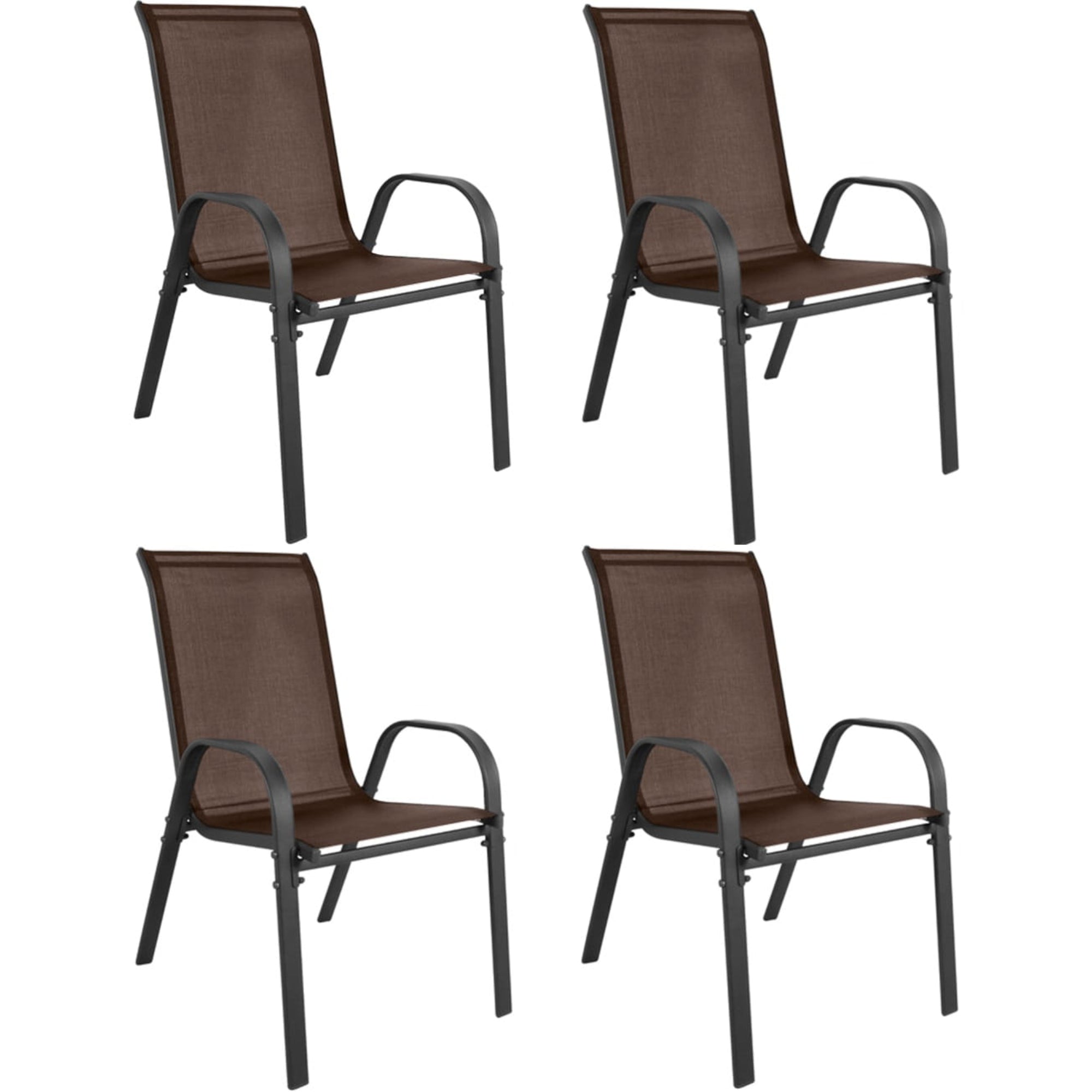 4er Set Gartenstühle, stapelbar, Hochlehner Gartenstühle, Terrassenmöbel, stapelbare Gartenstühle, Balkonstühle, Outdoorstühle | Textilene-Sitzfläche & Metallbeine | 56x43x91cm (BxTxH)