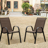 4er Set Gartenstühle, stapelbar, Hochlehner Gartenstühle, Terrassenmöbel, stapelbare Gartenstühle, Balkonstühle, Outdoorstühle | Textilene-Sitzfläche & Metallbeine | 56x43x91cm (BxTxH)