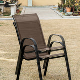 4er Set Gartenstühle, stapelbar, Hochlehner Gartenstühle, Terrassenmöbel, stapelbare Gartenstühle, Balkonstühle, Outdoorstühle | Textilene-Sitzfläche & Metallbeine | 56x43x91cm (BxTxH)