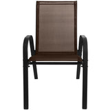 4er Set Gartenstühle, stapelbar, Hochlehner Gartenstühle, Terrassenmöbel, stapelbare Gartenstühle, Balkonstühle, Outdoorstühle | Textilene-Sitzfläche & Metallbeine | 56x43x91cm (BxTxH)