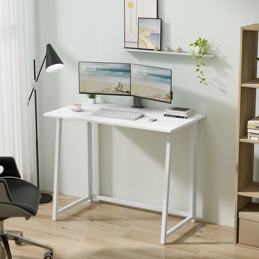 Schreibtisch Computertisch Bürotisch Tisch für Homeoffice PC-Tisch mit stabilen Metallbeinen | platzsparend einklappbar & verstellbare Füße | Für Homeoffice & Büro | 80x40x75 cm