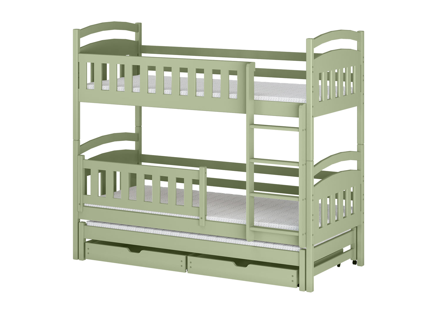 Hochbett 90x200 Etagenbett Kinderbett Jugendbett Stockbett 3 Kinder, zwei Schubladen & Rausfallschutz Kinder Bett umbaubar in 3 Einzelbetten | von 4. bis 16. Lebensjahr | inkl. Lattenrosten