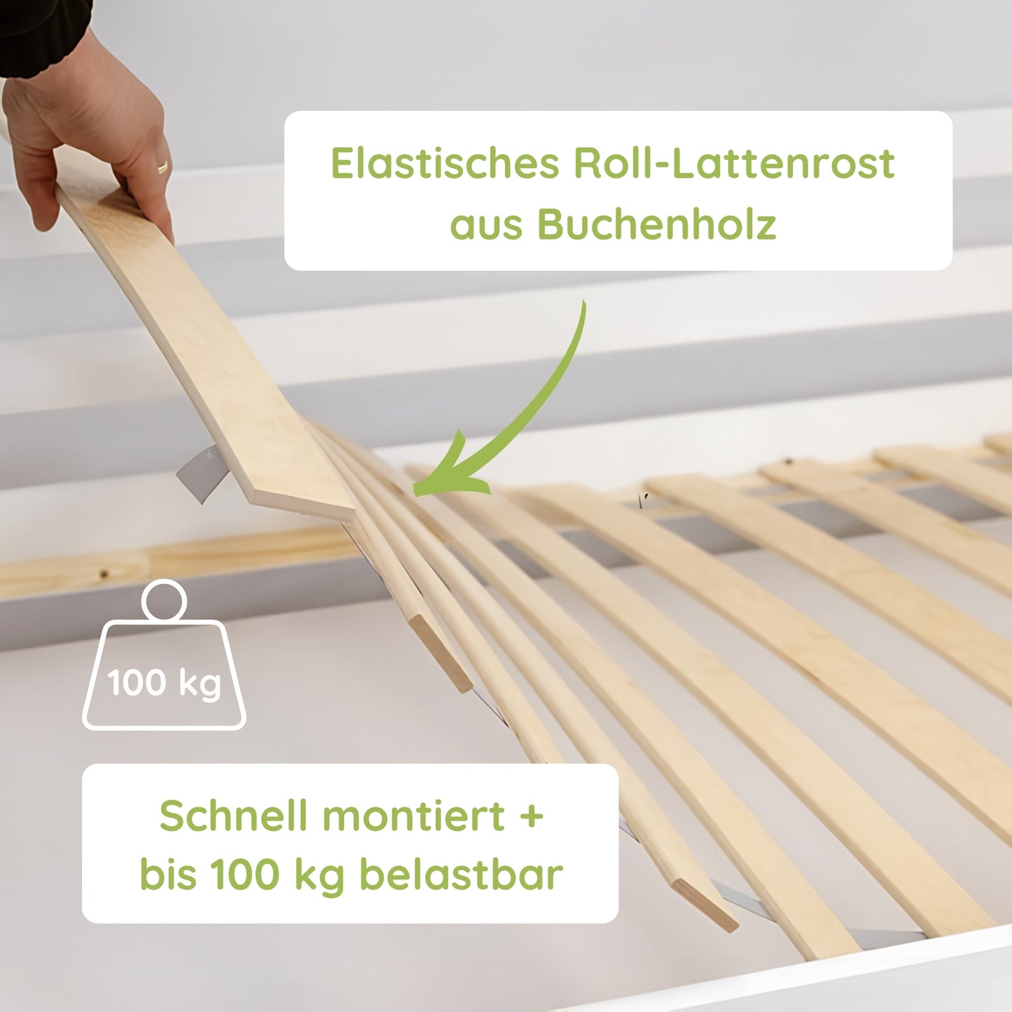 Hochbett 90x200 cm Etagenbett mit zwei Schubladen, Lattenrost, Rausfallschutz, umbaubar in zwei Einzelbetten, aus Vollholz massiv, Funktionsbett