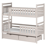 Etagenbett, Kinder, Kinderbett | Mit 2 Schubladen, optional zwei Matratzen, senkrechter Leiter & Absturzsicherung | Platzsparendes Hochbett für das Kinderzimmer | 97x208x171 cm (BxTxH)