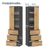 Home Collective Kleiderschrank mit Tür 50x40x180 cm – Garderobenschrank & Mehrzweckschrank mit 3–5 Einlegeböden und optional Schubladen Schrank für Schlafzimmer Flur Büro