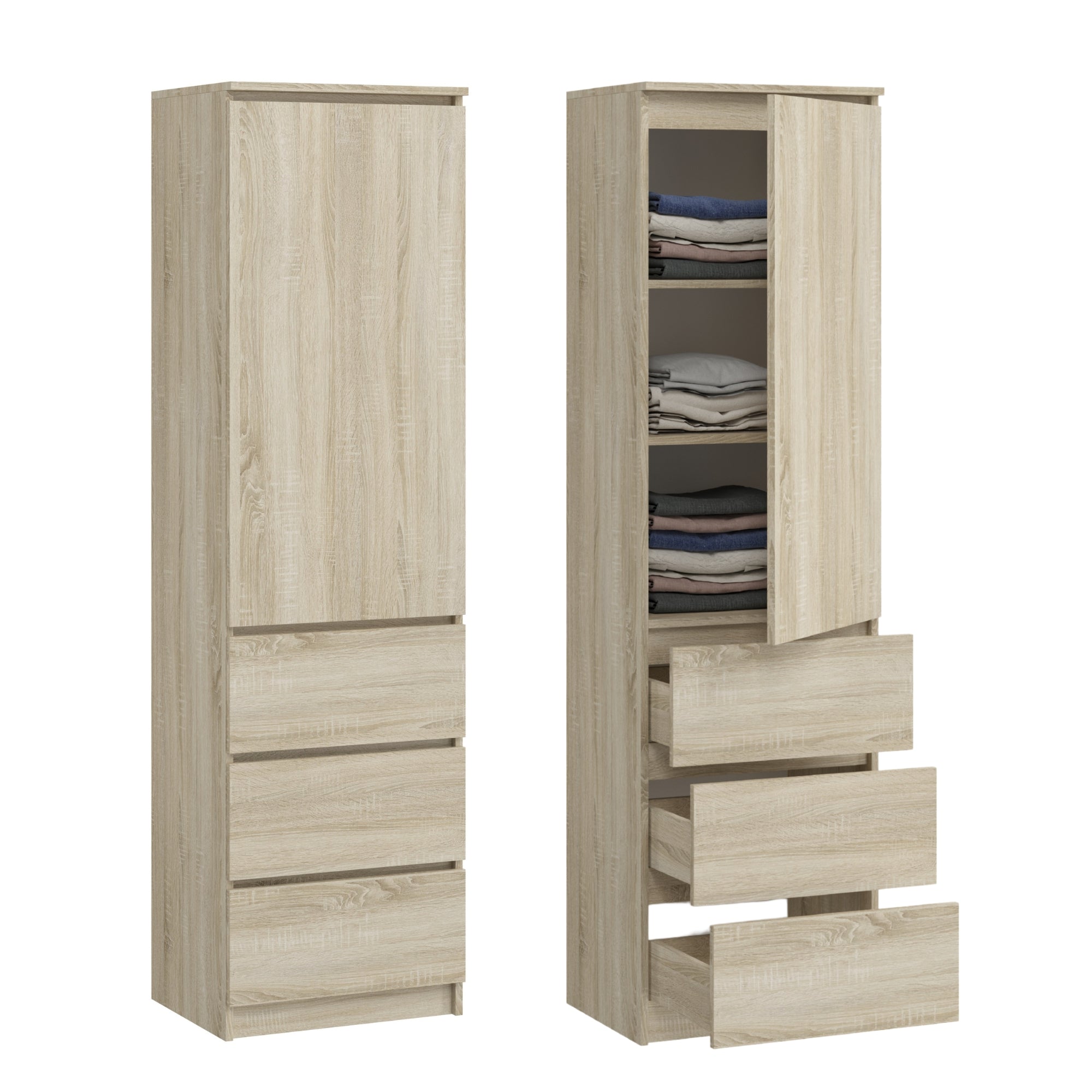 Home Collective Kleiderschrank mit Tür 50x40x180 cm – Garderobenschrank & Mehrzweckschrank mit 3–5 Einlegeböden und optional Schubladen Schrank für Schlafzimmer Flur Büro