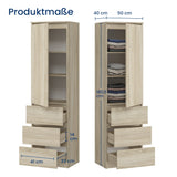 Home Collective Kleiderschrank mit Tür 50x40x180 cm – Garderobenschrank & Mehrzweckschrank mit 3–5 Einlegeböden und optional Schubladen Schrank für Schlafzimmer Flur Büro