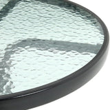 Gartentisch Balkontisch Beistelltisch Outdoor Balkonmöbel kleiner Balkon Bistrotisch kleiner Balkontisch Runde Platte aus gehärtetem Glas, pulverbeschichteter Metallrahmen | Schwarz