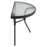 Gartentisch Balkontisch Beistelltisch Outdoor Balkonmöbel kleiner Balkon Bistrotisch kleiner Balkontisch Halbrund und Quadratisch Platte aus gehärtetem Glas, pulverbeschichteter Metallrahmen | Schwarz