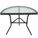 Gartentisch Balkontisch Beistelltisch Outdoor Balkonmöbel kleiner Balkon Bistrotisch kleiner Balkontisch Halbrund und Quadratisch Platte aus gehärtetem Glas, pulverbeschichteter Metallrahmen | Schwarz