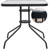 Gartentisch Balkontisch Beistelltisch Outdoor Balkonmöbel kleiner Balkon Bistrotisch kleiner Balkontisch Halbrund und Quadratisch Platte aus gehärtetem Glas, pulverbeschichteter Metallrahmen | Schwarz