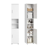 Badezimmerschrank Hochschrank Badschrank mit Türen und 6 Fächern , Badezimmer Aufbewahrung, Mehrzweckschrank für Bad, Keller & Hauswirtschaftsraum | Weiß