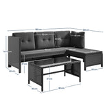 Gartenmöbel Set Lounge Möbel Outdoor Gartenlounge Outdoor-Sofa Polyrattan | Mit Couchtisch & gemütlichen Polstern | Für Terrasse, Balkon oder Garten | 180x120x72 cm (BxTxH)