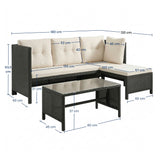 Gartenmöbel Set Lounge Möbel Outdoor Gartenlounge Outdoor-Sofa Polyrattan | Mit Couchtisch & gemütlichen Polstern | Für Terrasse, Balkon oder Garten | 180x120x72 cm (BxTxH)