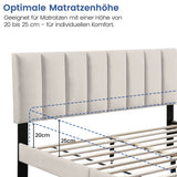 Bett 140x200 und 160x200 cm, Polsterbett mit Lattenrost, Bettgestell 140x200 & 160x200 cm, Doppelbett mit weichem Bezug und gepolstertem Kopfteil mit vertikaler & Kassettensteppung, robustes Gestell, hoher Liegekomfort