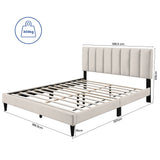 Bett 140x200 und 160x200 cm, Polsterbett mit Lattenrost, Bettgestell 140x200 & 160x200 cm, Doppelbett mit weichem Bezug und gepolstertem Kopfteil mit vertikaler & Kassettensteppung, robustes Gestell, hoher Liegekomfort