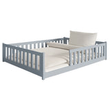 Kinderbett Bodenbett 80x160 | 80x180 | 90x190 | 90x200 | 120x200 | 140x200 cm Bett mit Rausfallschutz & Lattenrost Montessori Bett Gitterbett Kinder Jugendbett Einzelbett optional mit Matratze | Kiefer Holz massiv Junge Mädchen