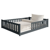 Kinderbett Bodenbett 80x160 | 80x180 | 90x190 | 90x200 | 120x200 | 140x200 cm Bett mit Rausfallschutz & Lattenrost Montessori Bett Gitterbett Kinder Jugendbett Einzelbett optional mit Matratze | Kiefer Holz massiv Junge Mädchen