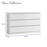 Commode 6 tiroirs 100 | 120 | 140 cm de large 78 hauteur commode armoire en bois blanc commode buffet buffet haut buffet chambre salon couloir organisateur de bureau