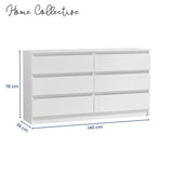 Commode 6 tiroirs 100 | 120 | 140 cm de large 78 hauteur commode armoire en bois blanc commode buffet buffet haut buffet chambre salon couloir organisateur de bureau