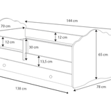 Kinderbett 70x140 & 80x160 cm mit Matratze und Schublade, Lattenrost & abnehmbarer Rausfallschutz Bett für Kinder Bett komplett Set Bed Rausfallschutz Kinderbett Jugendbett Einzelbett Komplettbett