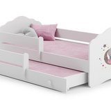 Kinderbett 70x140 & 80x160 cm mit Matratze und Schublade, Lattenrost & abnehmbarer Rausfallschutz Bett für Kinder Bett komplett Set Bed Rausfallschutz Kinderbett Jugendbett Einzelbett Komplettbett