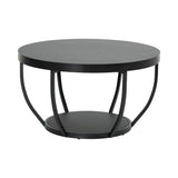 Home Collective Couchtisch Ø 80 cm rund, moderner Beistelltisch mit 2 Ablagen, Wohnzimmertisch mit Metallgestell 46 mm Tischplatte, Sofa-Tisch, idealer Ablagetisch für Wohnzimmer Deko