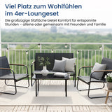 Home Collective Gartenlounge-Set Lounge Möbel Outdoor Gartenlounge Gartenmöbel Set 4-teilig | mit Couchtisch | robust & pflegeleicht aus Stahl und Textilene | für Terrasse Balkon und Garten | schwarz