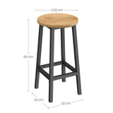 Barhocker Küchenhocker Küchenstuhl Thekenstuhl Tresenhocker Barstuhl | Stabil + platzsparend mit Fußstütze | Spanplatte & Stahl bis 100 kg Belastbarkeit | Ø 32×H 65 cm