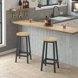Barhocker Küchenhocker Küchenstuhl Thekenstuhl Tresenhocker Barstuhl | Stabil + platzsparend mit Fußstütze | Spanplatte & Stahl bis 100 kg Belastbarkeit | Ø 32×H 65 cm