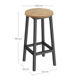 Barhocker Küchenhocker Küchenstuhl Thekenstuhl Tresenhocker Barstuhl | Stabil + platzsparend mit Fußstütze | Spanplatte & Stahl bis 100 kg Belastbarkeit | Ø 32×H 65 cm