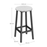 Barhocker Küchenhocker Küchenstuhl Thekenstuhl Tresenhocker Barstuhl | Stabil + platzsparend mit Fußstütze | Spanplatte & Stahl bis 100 kg Belastbarkeit | Ø 32×H 65 cm