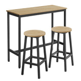 Bartisch-Set, Bartisch mit 2 Hockern, Stehtisch mit Barhockern | Modernes 3-teiliges Set, platzsparend, bis 100 kg belastbar mit Fußstützen | 100×40×90 / Ø 32×H 65 cm