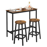 Bartisch-Set, Bartisch mit 2 Hockern, Stehtisch mit Barhockern | Modernes 3-teiliges Set, platzsparend, bis 100 kg belastbar mit Fußstützen | 100×40×90 / Ø 32×H 65 cm
