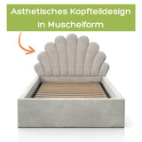 Kids Collective Kinderbett Polsterbett 90x200 cm Kinder Bett Jugendbett mit Lattenrost und Metallrahmen | Kopfteil in Muschelform | Für Mädchenzimmer & Kinderzimmer | von 4 bis 18 Jahren