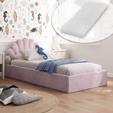 Kids Collective Kinderbett Polsterbett 90x200 cm Kinder Bett Jugendbett mit Lattenrost und Metallrahmen | Kopfteil in Muschelform | Für Mädchenzimmer & Kinderzimmer | von 4 bis 18 Jahren