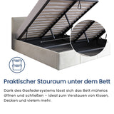Home Collective Polsterbett, Bett mit Stauraum, Stauraumbett mit Lattenrost gepolstert Bett mit Kopfteil Doppelbett | Bettkasten mit Gasdruckfedern, Metallrahmen, Samtpolsterung | 120×200 | 140x200 | 160x200 | 180x200 cm