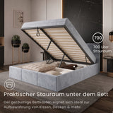 Home Collective Polsterbett, Bett mit Stauraum, Stauraumbett mit Lattenrost gepolstert Bett mit Kopfteil Doppelbett | Bettkasten mit Gasdruckfedern, Metallrahmen, Samtpolsterung | 120×200 | 140x200 | 160x200 | 180x200 cm