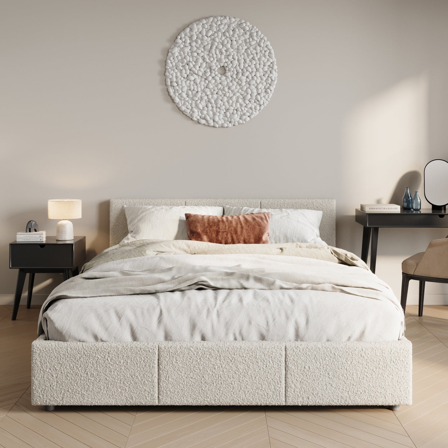 Bett 140x200 / 160x200 cm Doppelbett Polsterbett Bettgestell mit Lattenrost aus Metall, hydraulischer Bettkasten, Samtbezug in beige oder dunkelgrau, viel Stauraum, modern & pflegeleicht