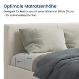 Lit rembourré lit double 140x200 | 160x200 cm velours beige ou gris | avec sommier à lattes en métal et espace de rangement avec coffre de lit hydraulique 