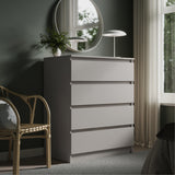 Commode avec 4 tiroirs 80x100 cm commode blanche étroite armoire en bois commode buffet buffet haut chambre salon couloir bureau organisateur largeur 80 cm hauteur 100 cm