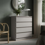 Commode avec 4 tiroirs 80x100 cm commode blanche étroite armoire en bois commode buffet buffet haut chambre salon couloir bureau organisateur largeur 80 cm hauteur 100 cm