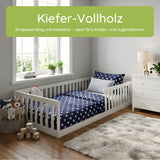 Kids Collective Kinderbett Bodenbett mit Rausfallschutz & Lattenrost Montessori Bett Bed Gitterbett Kinder Jugendbett Einzelbett | Weiß | Größen 90x200 120x200 140x200 cm