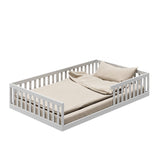 Kids Collective Kinderbett Bodenbett mit Rausfallschutz & Lattenrost Montessori Bett Bed Gitterbett Kinder Jugendbett Einzelbett | Weiß | Größen 90x200 120x200 140x200 cm