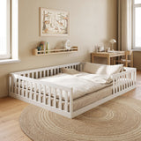 Kids Collective Kinderbett Bodenbett mit Rausfallschutz & Lattenrost Montessori Bett Bed Gitterbett Kinder Jugendbett Einzelbett | Weiß | Größen 90x200 120x200 140x200 cm
