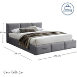 Lit rembourré lit double 140x200 | 160x200 cm velours beige ou gris | avec sommier à lattes en métal et espace de rangement avec coffre de lit hydraulique 