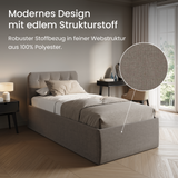 Home Collective Polsterbett 100x200 | 120x200 | 140x200 | 160x200 | 180x200 | 200x200 Doppelbett Bett mit verstellbarem Lattenrost & Stauraum, wählbare Matratze (Federkern H2 / Kaltschaum H3)