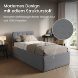 Home Collective Polsterbett 100x200 | 120x200 | 140x200 | 160x200 | 180x200 | 200x200 Doppelbett Bett mit verstellbarem Lattenrost & Stauraum, wählbare Matratze (Federkern H2 / Kaltschaum H3)